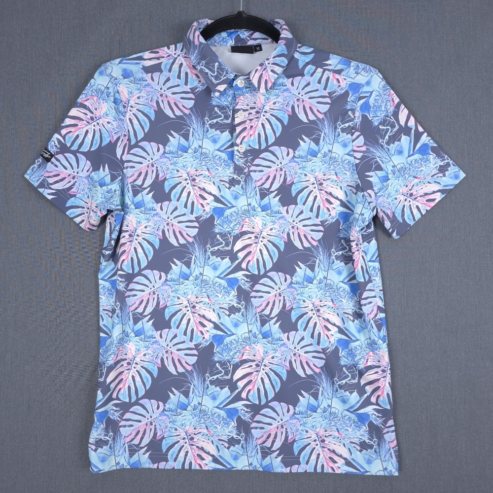 Sunday Swagger Performance Golf Polo Mens Medium Hawaiian Tropical Short Sleeve